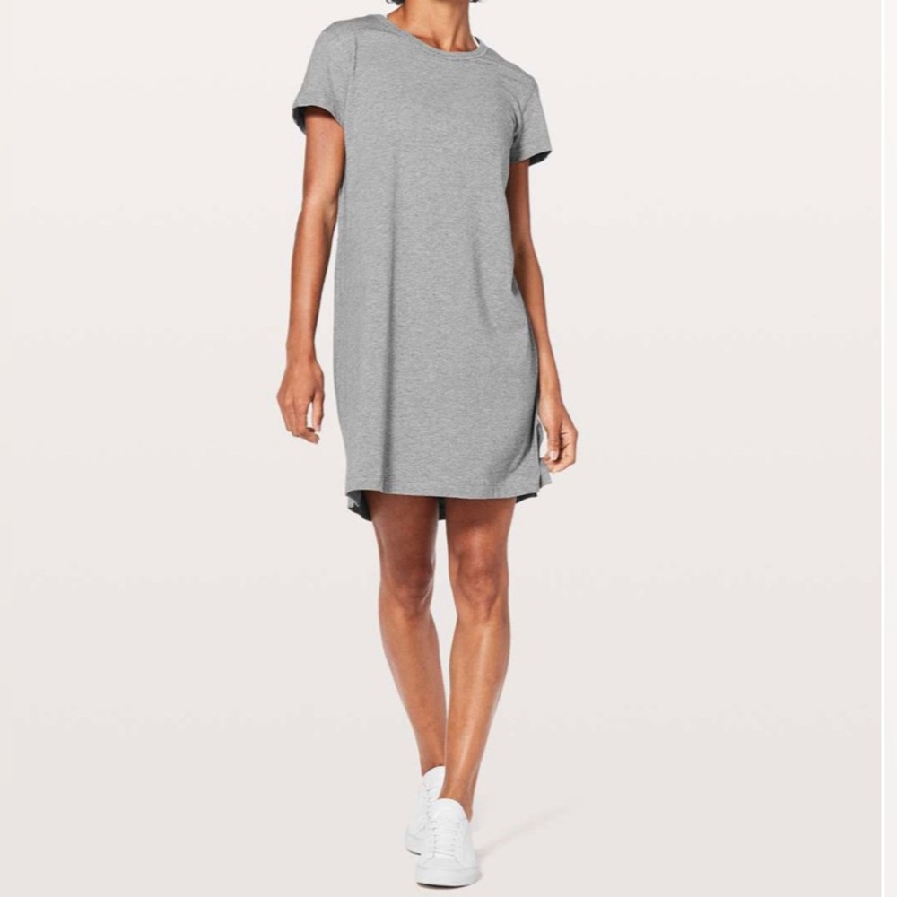 Lululemon Size 6 Summer Day Tripper Dress Heathered Medium Grey Open Back Cotton